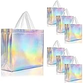 Nush Nush Iridescent Large Gift Bags Bulk - Set of 30 Holographic Reusable Gift Bags with Handles - Goodie Bags for Birthday Parties, Wedding, Small Business, Corporate Events - 13" W x 5" D x 11" H