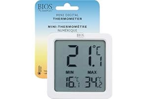 BIOS Weather Digital Magnetic Thermometer – Indoor Temperature & Humidity Monitor with MIN/MAX Memory, Magnetic Back or Table