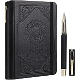TIEFOSSI Lined Journal Notebook for Women Men, Leather Journal with Pen, A5 Evil Eye Hardcover Notebook for Work, Journaling, Travel & School, 100 GSM Thick Paper, 320 Numbered Pages, 6.2 x 8.3 in