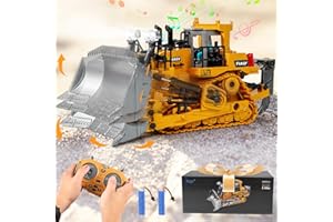 FUUY Construction Toys for 3 Year Old Boys, Remote Control Bulldozer Kids Metal RC Construction Vehicle RC Dozer Toys for Boys Age 4-7 Year Old Gift