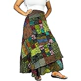 Agan Traders 2026 Long Flowy Maxi Skirts for Women – Elastic High Waist Wrap Trendy Skirt - Boho Tiedye Patched Women's Skirt