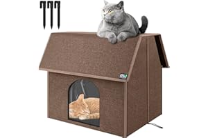 MIU COLOR Outdoor Cat House for Patio & Backyard, Large Insulated Feral Cat Shelter with Removable Soft Mat, No Tools Assemble, Windproof Buckles & Ground Nails, 17.1" x 15" x 16.6" inch