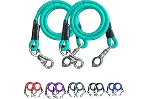 Majestic Ally Pack of 2, Bungee Trailer Tie for Horse Haulage with Panic Snap and Bull Snap - 36 Inch (Turquoise)