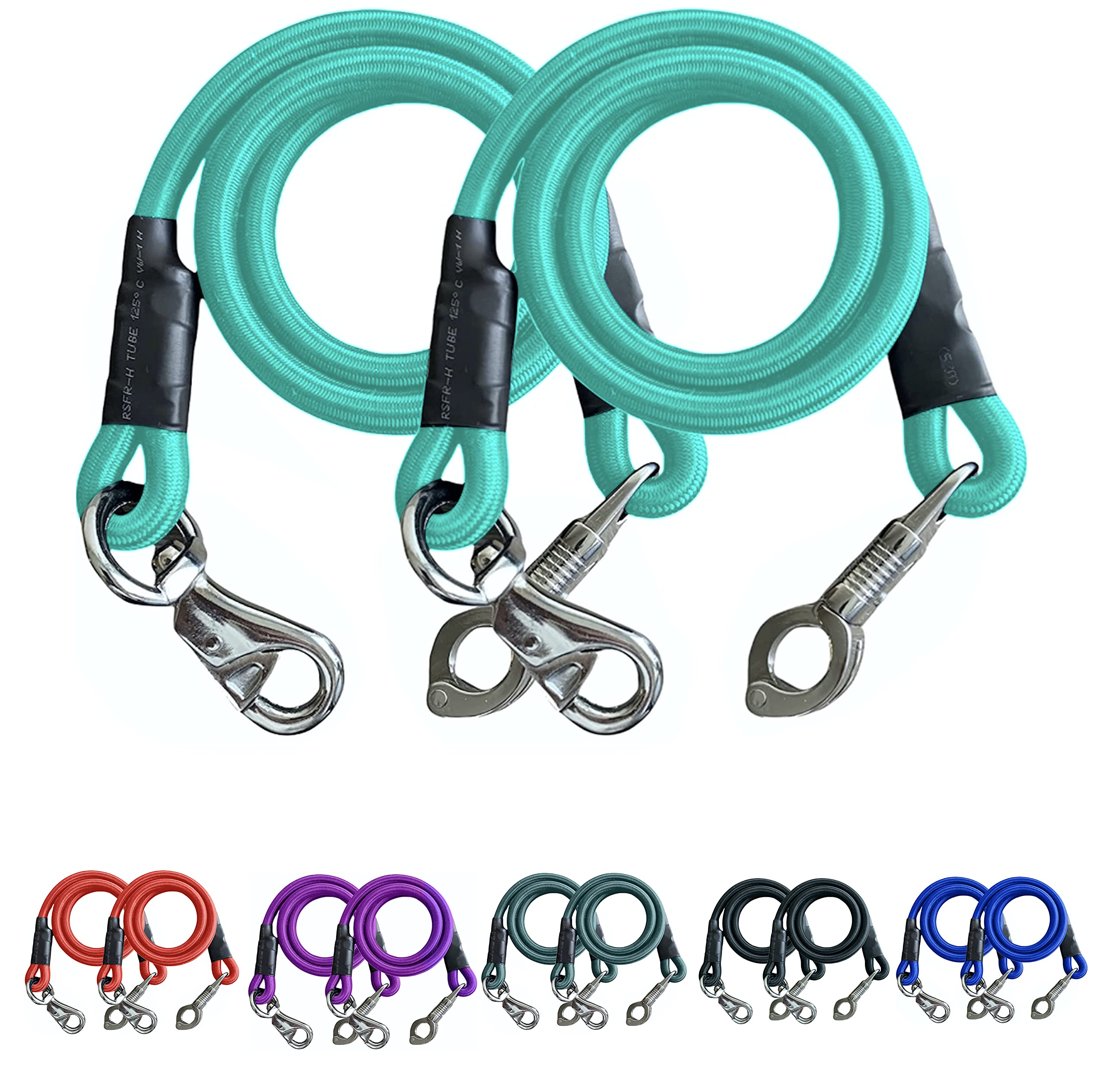 Majestic Ally Pack of 2, Bungee Trailer Tie for Horse Haulage with Panic Snap and Bull Snap (Turquoise)