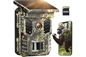 XTU Solar Trail Camera WiFi Bluetooth, 64MP 4K Game Camera with Night Vision Motion Activated 0.2s Trigger, IP66 Waterproof W