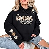 This Mama Wears Her Heart on Her Sleeve Shirt Custom Mama Sweatshirt With Kid Name on Sleeve Personalized Mom Sweatshirt Christmas Gift for Mom