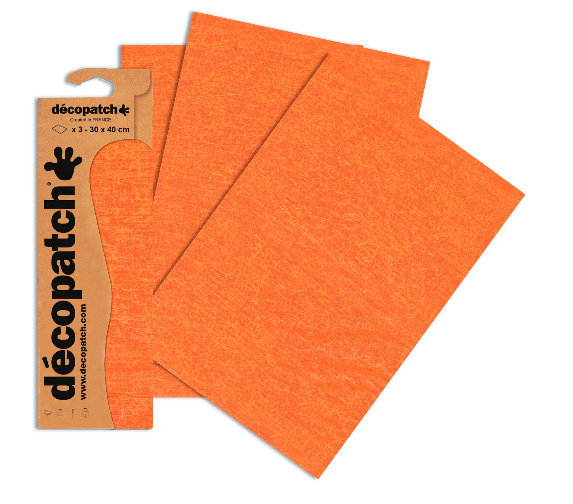 Décopatch Orange/Yellow Crackle Paper, 30x40cm (Pack of 3 sheets)