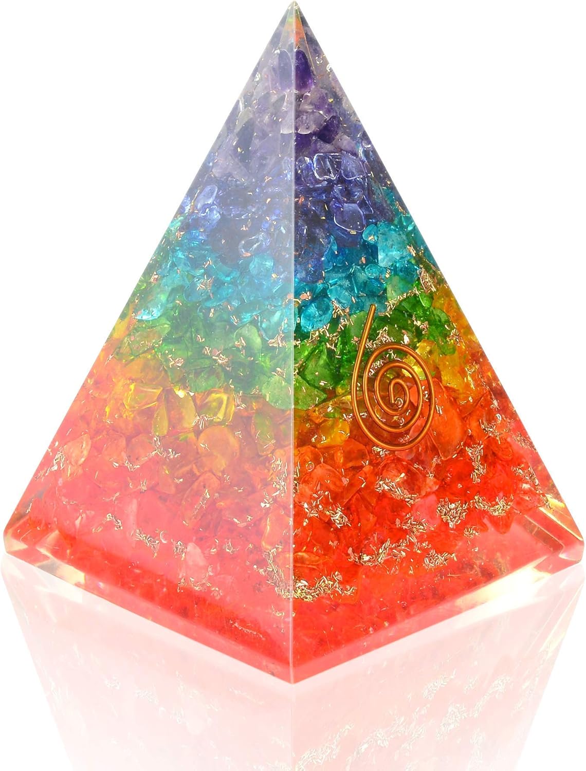 Mixed Media - Orgonite Crystal Pyramid-Chakra Balancing Orgone Energy Generator- Orgonite Pyramid for E-Energy Protection – Healing Crystal and Stones - Meditation (Crown Chakra Symbol)