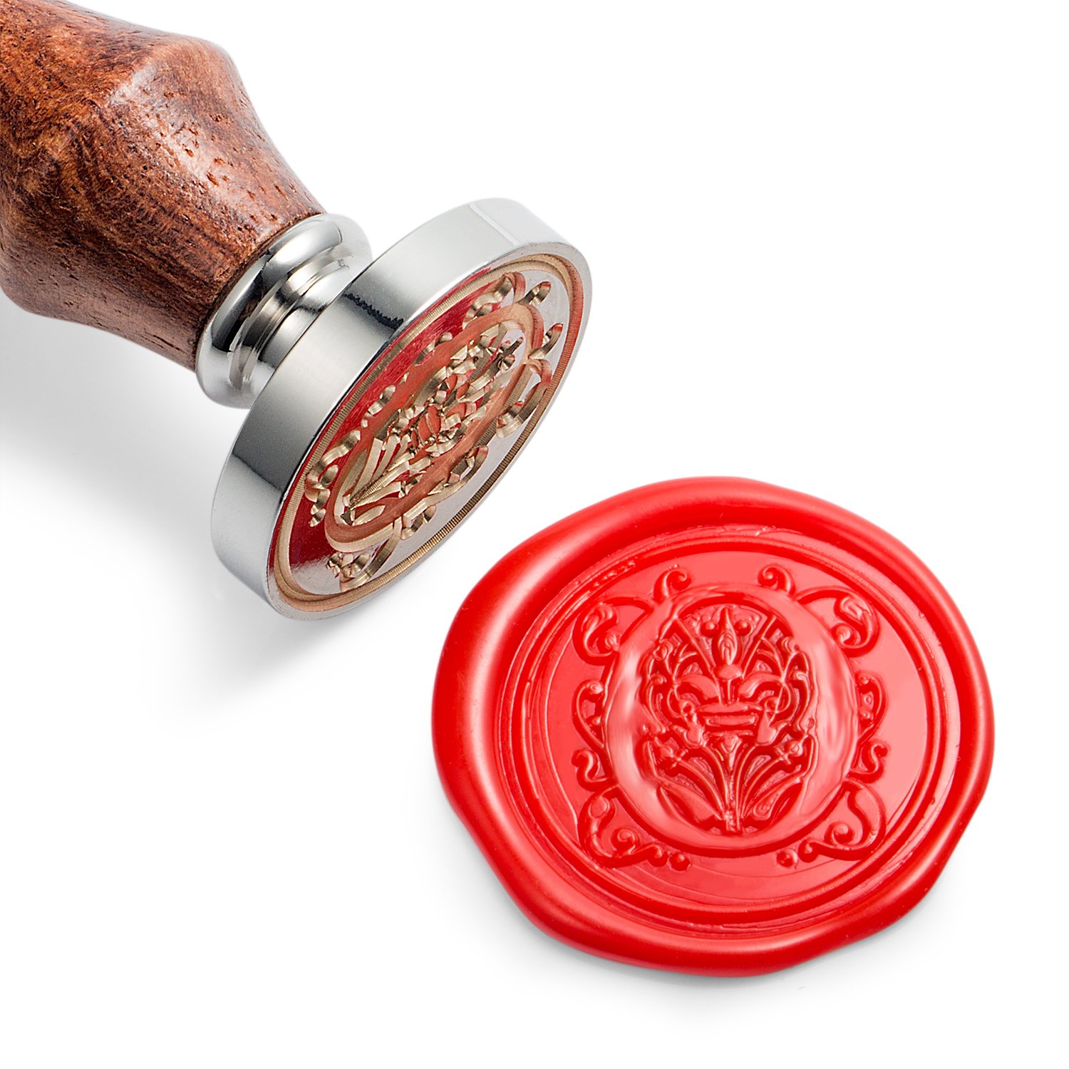 Mceal Wax Seal Stamp, Silver Brass Head with Wooden Handle, Regal Letter A to Z Series(Letter O)