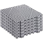 SOUJOY 12 Pieces Modular Interlocking Cushion, 11.6" x 11.6" Rubber Drainage Mat with Holes, Non-Slip Splicing Floor Drain Ti