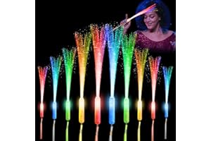 I7CREOY 28 Pcs Sparkler Firework Sticks Glow Fiber Optic Wands, LED Flashing Sticks Light Up Flame Toy for Kid Adult, Glow in The Dark Party Supplies Bulk Rave Magic Decoration Wedding Christmas NewYear