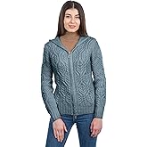 SAOL Women’s Hooded Zip Cardigan – Pure Merino Wool Irish Sweater – Warm & Breathable Outer Layer