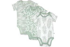 HonestBaby unisex-baby 3-pack Short Sleeve Bodysuits One-piece 100% Organic Cotton for Infant Baby Boys, Girls, Unisex