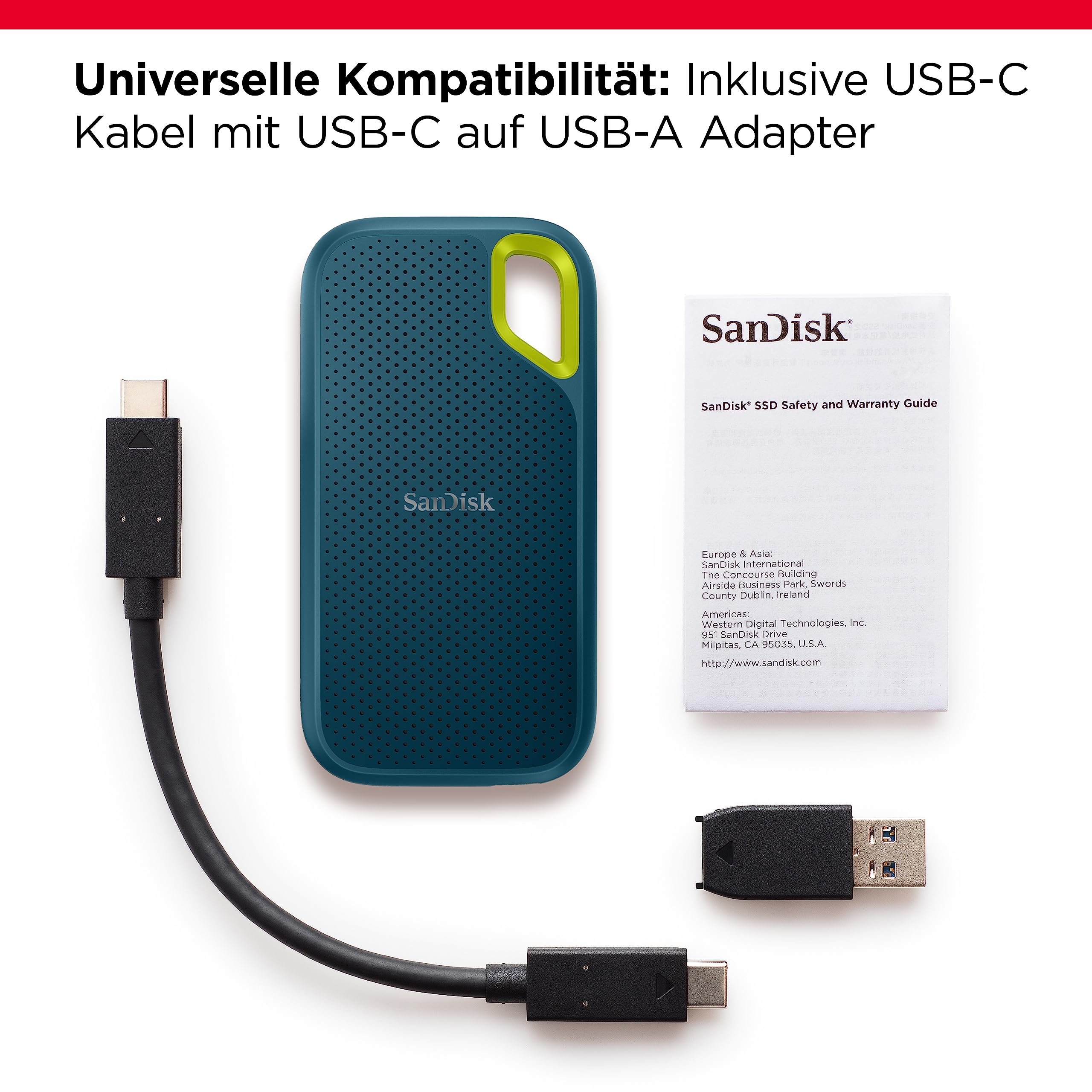 SANDISK Extreme Portable SSD 1TB (up to 1050 MB/s read, 1,000MB/s write, USB-C, NVMe Solid State Performance, IP65 rated for dust and water resistance, Updated Firmware) Monterey 4