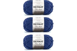 Bernat Blanket Navy Yarn - 3 Pack of 150g/5.3oz - Polyester - 6 Super Bulky - 108 Yards - Knitting/Crochet
