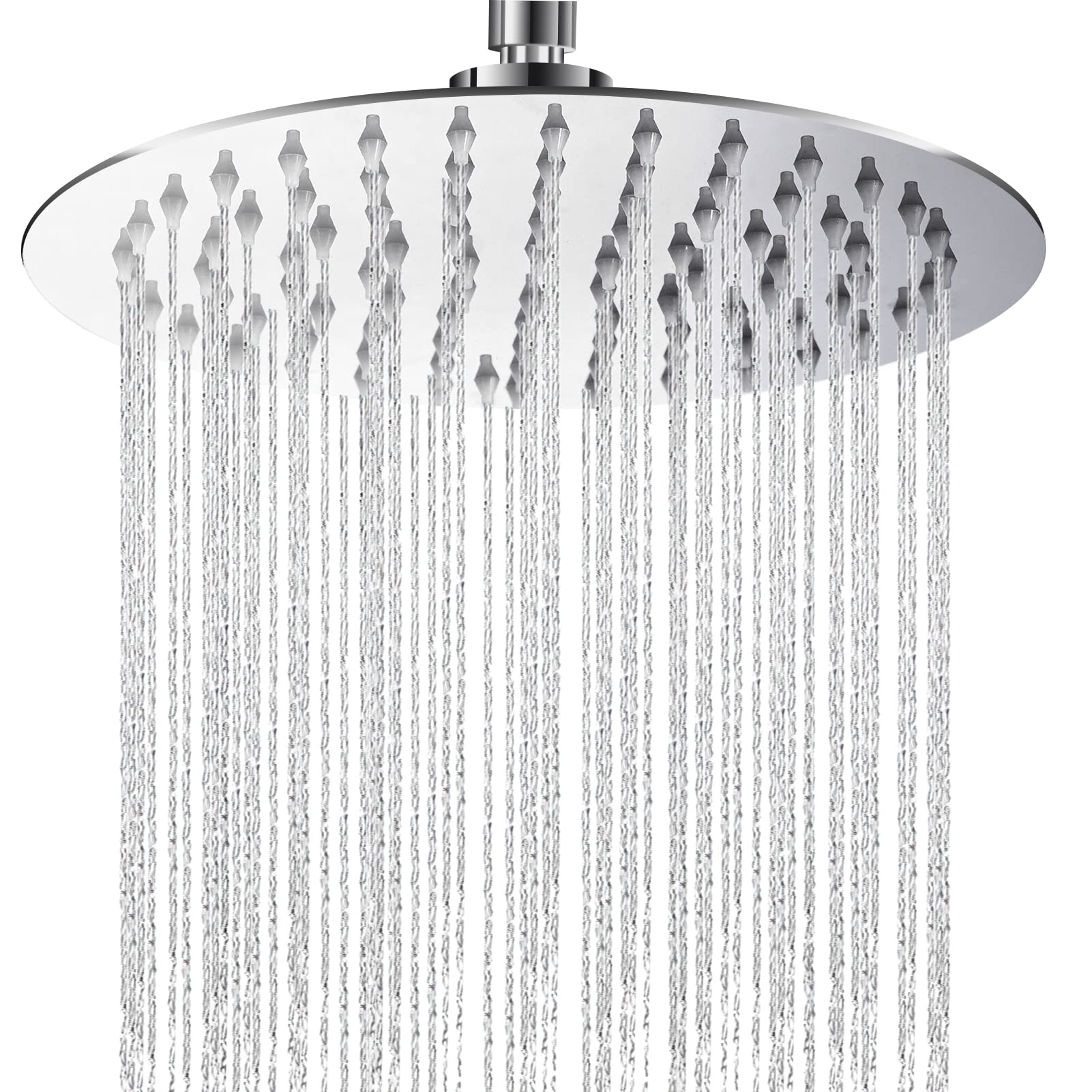 Yapwiki Rain Shower Head, 8 Inch High Pressure Rainfall Shower Head, 304 Stainless Steel Round Waterfall Shower Heads, Ultra-Thin Chrome Fixed Showerhead G1/2" Universal for Bath Ceiling Wall Mount