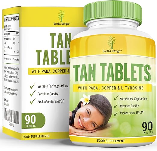 Pastillas para Bronceado - Con Tirosina, PABA y Cobre - Para Hombres y