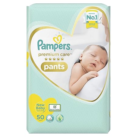 Pampers Premium Care Pants Diapers, New Born, 50 Count