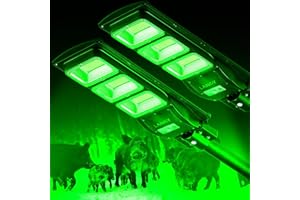 LANGY Hog Lights for Night Hunting, Solar Hog Light 20000 Lumen Green Feeder Light with Reomte, Motion Activated with 20Inch Pole, Green Solar Lights for Hunting Predator, Coyote, Varmint, Hog, Deer