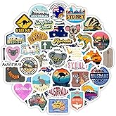 BulbaCraft Australia Stickers for Water Bottle and Laptop - Australia Party Supplies & Decorations, Waterproof Vinyl Decals, Australian Flag and Culture Stickers, Gifts for Women & Men