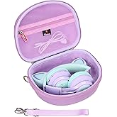 Mchoi Hard Case Suitable for Riwbox CT-7 Pink/for Jack CT-7S Cat Green 3.5mm/ for iClever IC-HS01 Bluetooth Wireless Over-Ear Headphones Headset for Kids Travel Protective Case, Purple, Case Only