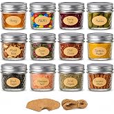 Peokuaey 4 oz Glass Jars with Lids, 12 Pack Wide Mouth Small Mason Jars with Twine & Tags, Airtight Leakproof Mini Jam & Jell