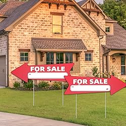 For Sale Red Arrow Signs with Stakes-16 x 5 in