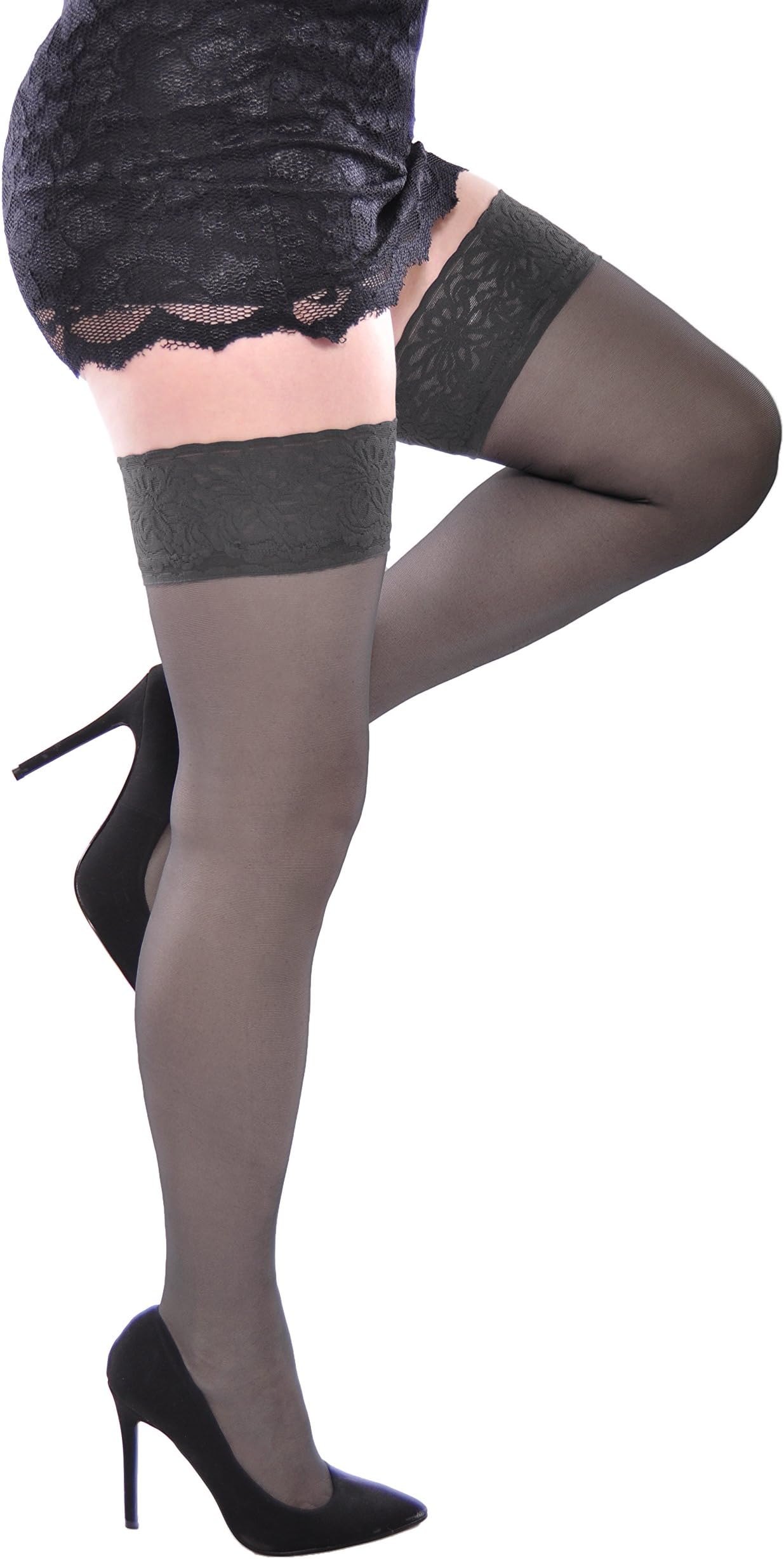 Plus Size Hold-Ups Stockings Bella for Women by Adrian UK Size 14-20