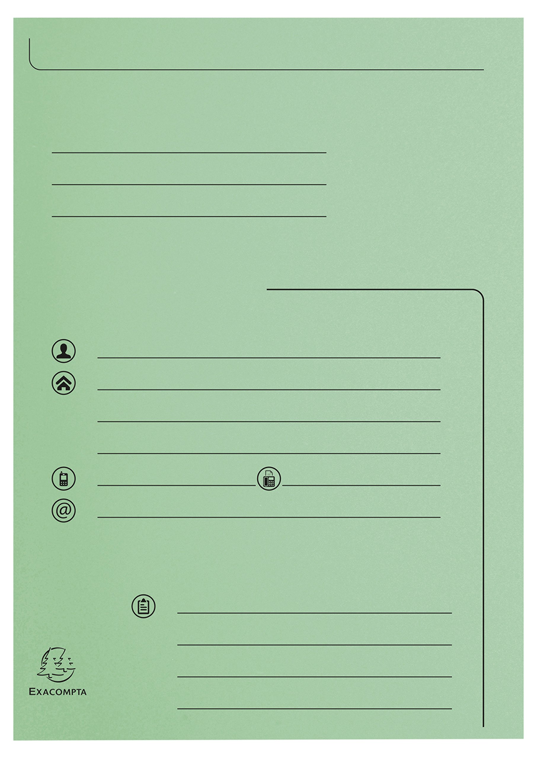Exacompta - Ref 334004E - Super 210 Printed 2-Flap Folders - 240 x 320mm in Size, Suitable for Holding A4 Documents, 210gsm Card, Pre-Printed - Light Green (Pack of 25)