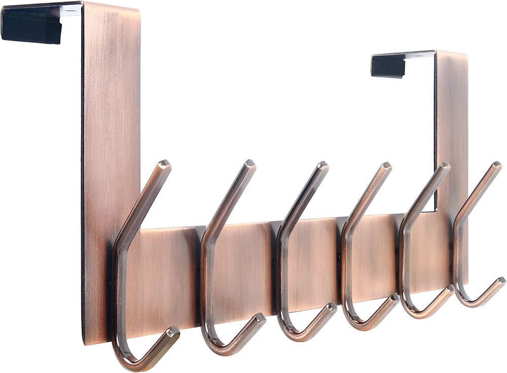 WEBI Over The Door Hook 6 Hooks Antique Copper Coat Towel Hanger
