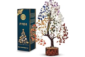 PYOR 7 Chakra Tree of Life, House Warming Gifts New Home, Birthday Gifts for Women, Healing Crystals, Money Tree, Home Office Decor, Office Desk Accessories, Crystals and Healing Stones