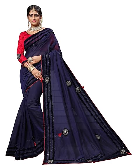 Multi Color Chanderi Cotton Fabric Diamond Patch Work With Velvet Border Saree For Women