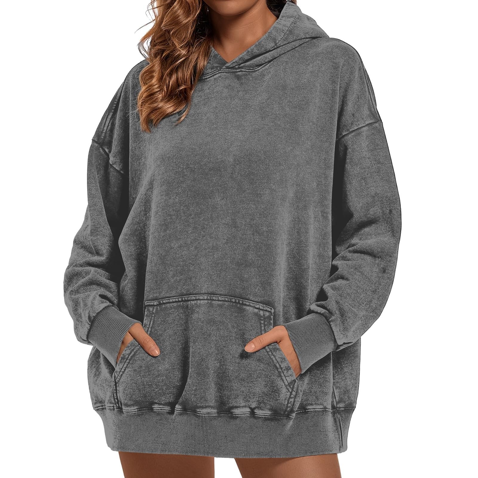 Lightweight V Neck Hoodies for Women Uk Lightweight Sweatshirt Casual Drawstring Long Sleeve Outerwear Jacket Hooded Top Plain Hooded Fitness Travel Athletic Athletic Wear Activewear Grey