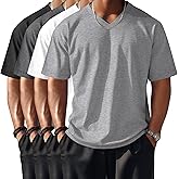 Riyiper 4 Pack Men's Big and Tall V Neck T-Shirts, Raglan Short Sleeve Oversized Top Casual Summer Basic Tee