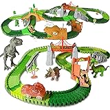 HOMCENT Dinosaur Race Track Car Toy Set for 3 4 5 6 7 8+ Years Old Boys and Girls, 270 Pieces with Dino Car, Tank and Dinosau