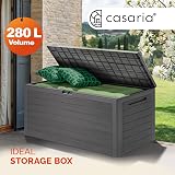 CASARIA 280L Waterproof Garden Storage Box Grey Plastic with Lid view 3