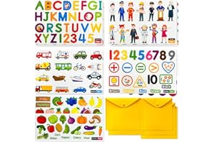 PENGFULL 5 Felt Learning Pieces Set,Felt Alphabet Letters Fruits and Vegetables Numbers Community Helpers Transportation Learning Pieces,for Felt Flannel Board, for Toddlers Kindergarten Preschool