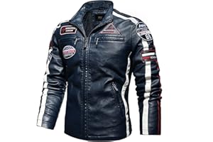 CBYEZY Stand-up collar men's motorcycle leather motorcycle racing suit color-blocking PU simulation leather jacket