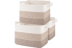 OIASKET Storage Baskets for Organizing, Woven Baskets for Shelves, Rectangle Decorative Organizer for Storage Clothes, Toy, Books, Towels Nursery Bins 3 Pack (Gradient Yellow, 13"x9.85"x8.7")