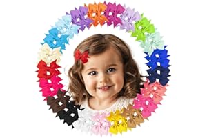 HOEWINA Hair Clips for Girls - 42PCS Fully Lined Hair Bows, Alligator Clips in 21 Color Pairs for Toddlers, Kids, and Teens