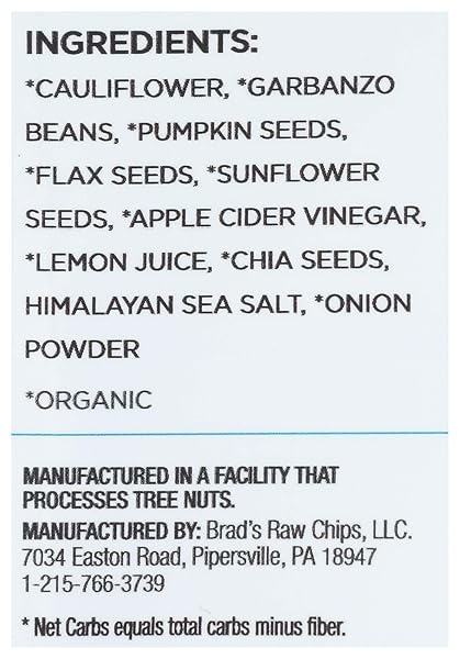 BRAD’S RAW ORGANIC SEA SALT CAULIFLOWER VEGGIE FLATS, 3 OZ