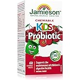 Jamieson Chewable Probiotic for Kids 5 Billion CFU Natural Cherry Flavour, Digestive and Intestinal Health, Supports Healthy