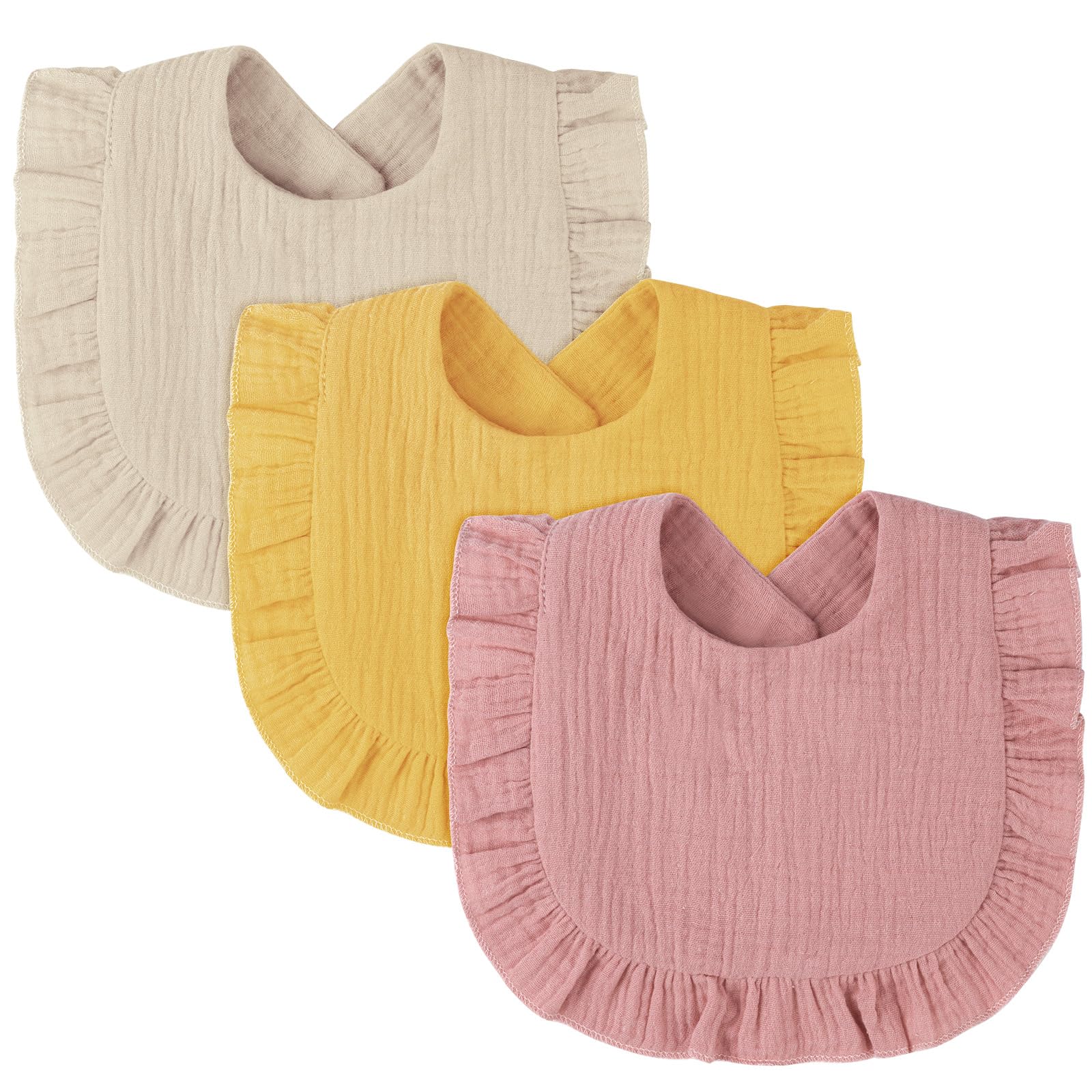VicloonBaby Teething Bibs Set, Absorbent Solid Muslin Bibs for Drooling Toddlers, Boys and Girls