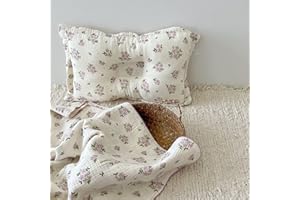 BuLuTu Aesthetic Floral Baby Nursery Throw Blanket Cotton Muslin Kids Blanket with Mauve Flowers Pattern Crib/Cradle Quilt Thin Summer Quilt for Boys,Girls,Breathable,Lightweight,47"x51"