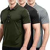 NY Threads 3 Pack Men's Polo Shirt Short Sleeves UPF 50+ Quick Dry Performance Tactical Pique Jersey Golf Shirt