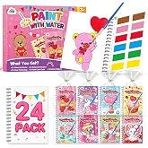 ZMLM 24 Pack Valentines Coloring Books - Birthday Party Favors for Kids 4-8 | Small Goodie Bag Stuffers Bulk Mini Paint with Water Kits Classroom Prizes School Activity Return Art Toddler Boy Girl