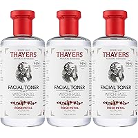 THAYERS Alcohol-Free, Hydrating Rose Petal Witch Hazel Toner with Aloe Vera, 12 Oz (Pack of 3)