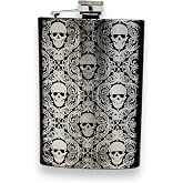 8oz BLACK Gothic Baroque Flask