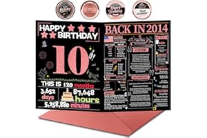 Joycard 10th Birthday Card with Envelope, 10th Birthday Decorations for Girls, 10th Birthday Gifts for Daughter, Happy Birthday Cards for 10 Year Old Granddaughter, Funny Gift Idea, Back in 2014