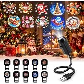 2027 New Plug and Play Hd Christmas Projector Indoor, 360&deg;Adjustable Christmas Scene Projector Indoor, Holiday Projector for Bedroom, Gaming Room (10 Projection Films)